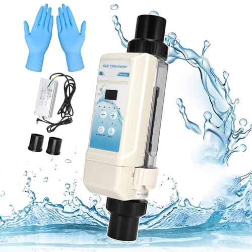 Electronic Salt Chlorine Machine Saltwater Chlorinator 8g/h, 12g/h, 16g/h, 20g/h Chlorine Generators with Display for Spas Swimming Pool, Above Ground and In Ground Swimming Pool,EC-20