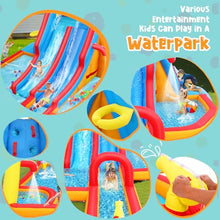 AKEYDIY Water Slide for Kids with Blower, Inflatable Water Park Kids Double Waterslides Backyard Fun Blow Up Water Slide with Splash Pool, Climbing Wall, Basketball Hoop, Water Cannon
