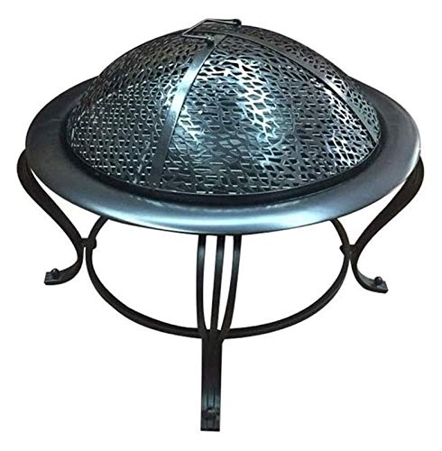 Fire Pits Outdoor Wood Burning Indoor Outdoor Fire Pit Patio Fire Steel BBQ Grill Fire Pit Bowl with Mesh Spark Screen Cover, Log Grate for Camping with Cover BBQ Cooking for Outside Camping