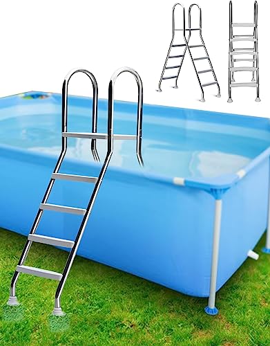 Above Ground Pool Ladder 53'' 4 Step for Pool, Stainless Steel Non-Slip Swimming Steps, Stairs, Double Sided Safety Removable