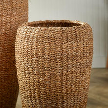 Napa Home & Garden Set of 2 Tall Seagrass Planters with Metal Frame - Natural Woven Design for Faux Greens - Stylish Home Decor Tall Natural