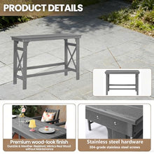 3 Pieces HDPE Outdoor Patio Bar Set, Rectangular Bar Height Table and Chairs Set, Patio Bar Stools Set, HDPE Outdoor Bar Table and Chairs Set for Balcony, Poolside, Porch (Grey, 2 Chairs + 1 Table)