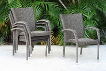 Amazonia Deluxe 7-Piece Patio Extendable Dining Set Eucalyptus Wood and Wicker Chairs Light Brown and Dark Brown