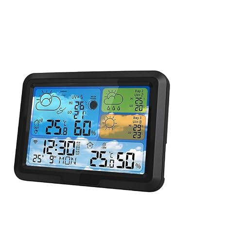 ASWRTYJO ABS Square Multi-Functional Indoor Outdoor Temperature Humidity Meter