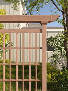 Vita Colonial Vinyl Privacy Screen, 80 inch W x 90 inch H, Trellis, Garden Décor Lattice, PVC, Brown, Embossed Woodgrain, VA84051