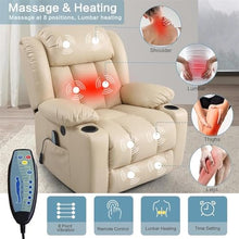 UOPYNE Power Lift Recliner Chair with Massage and Heat, Comfort Living Room Electric Reclining Sofa with Remote Control, PU Leather Lift Assist Armchair for Elderly, USB Ports