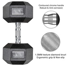 LIFERUN Rubber Coated Cast Iron Hex Dumbbell Set, 75lb Black