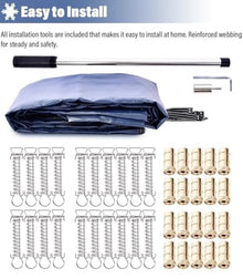 WAHHWF 8 10 12 14 15 18 21 24 28 30 32 Foot Round Pool Safety Cover, Heavy Duty Winter Inground Swimming Pools Covers Blue with Brass Anchors Hook, Springs and Tool Kit, Custom Size(32 Foot)