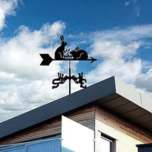 Metal Wind Vane Garden Rabbit with Roof Mount Weathercock Wind Direction Indicator Retro Garden Shape Metal Weathervane Stainless Steel Weathervane for Garden Gazeb