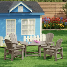 Costaelm Paradise Kids 5-Piece HDPE Outdoor Patio Round Dining Table and Chairs Set, Weathered Wood
