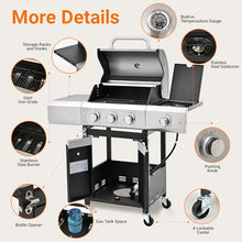 HESIEU Premium Propane Grill - 3 Burner Stainless Steel Gas BBQ Grill with Side Burner, Cover, and Spacious Cooking Area for Outdoor Cooking, Camping, and Picnics