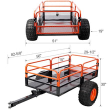 HOYOC 1000Lbs Heavy Duty Steel Garden Cart, Pull Behind Steel Yard Wagon Dump Trailer with Removable Mesh Sides, for ATV UTV Lawn Mower Tractor Yard Garden Farm Hauling,1500Lbs