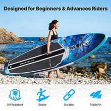 SereneLife Inflatable Stand Up Paddle Board 6 Inches Thick Ocean Blue