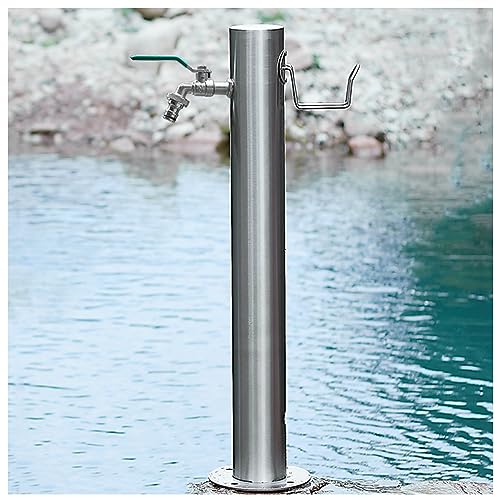 Garden Water Column with Faucet, Floor Mounted Water Tap Anti-Freezing Faucet Post, Stainless Steel Water Fountain Yard Hydrant Hose Stand, Outdoor Water Pipe Seat for Washing and Watering
