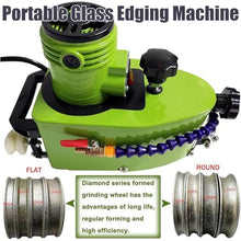 WEIZIIA Glass Grinder Grinding Edging Machine, Electric Small Glass Grinding Edging Machine with 8 Diamond Wheels, Straight Round Bevel Edge Trimmer Grinder Glass Edger Tool 8000rpm,Green