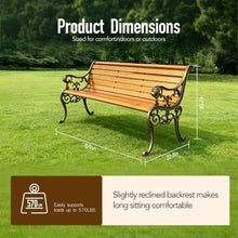 XYYZZZ Outdoor Garden Bench, 59in Weatherproof Patio Bench with Cast Iron Backrest, Solid Wood Seat & Protective Cover, 570 LBS Capacity, Easy Assembly Park Bench for Yard/Deck/Porch(Bronze)