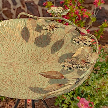 Zaer Ltd. Set of 3 Aged Copper Finish Parisian Birdbaths with Leaves and Butterflies or Birds on Edge (Set/3 with Butterflies)