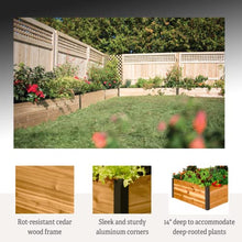 Gardener's Supply Company Raised Garden Bed | Outdoor Cedar Planter Box w/Extra Deep Height for Rooted Plants, Herbs Flowerbed & Vegetable Garden Wooden Box | 2' W x 12' L x 14" H