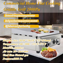 HQHAOTWU Countertop Gas Griddle LPG Gas Griddle Outdoor Flat Cooking Grill Griddle 2000Pa Stainless Steel BBQ Plate Grill 50-300℃ Temperature Controllable Camping Natural Gas Griddle with 2 Burners
