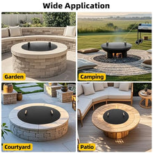 G GOOD GAIN Firepit Lid Round 34 Inch - Rust Resistant Fire Pit Lid Cover with Wooden Handle & Gloves, Fire Pit Snuffer Lid for Courtyards, Patio, Winter Cold Protection. Fits Fire Pits Up to 32"