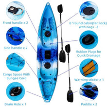 Garvee Fishing Kayaks 12.4FT 2 Person Sit on Top Kayak for Adults Blue Camo