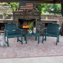 highwood AD-KITCHGW2-NBE Weatherly 2 Garden Chairs with 1 Square Side Table, 3-Piece Set, Nantucket Blue