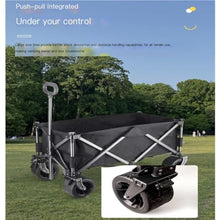 Portable Beach Trolley Cart for Camping and Picnics Foldable Hand Pulled Trailer with Stall Outdoor Folding Cart for Gatherings (Black)