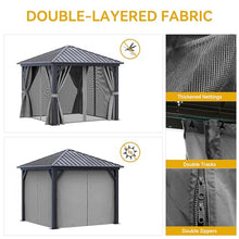 DWVO 10x10ft Hardtop Gazebo with Nettings and Curtains, Heavy Duty Galvanized Steel, Gray