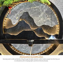 Luxury Rockery Wall Fountain – Black & Gold Mountain Scene with LED Lights, Indoor/Outdoor Cascading Fountain Water Curtain Wall Floor-Standing Decor(335 Ivory)