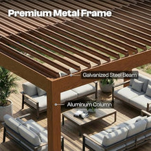 Patio Kingdom 10' x 10' Louvered Pergola Outdoor Aluminum Pergola Kit with Adjustable Roof, All-Weather Metal Gazebo with Drainage System for Patio, Deck, Garden and Backyard Shade, Wood Looking