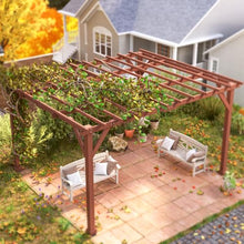 Outsunny 11' x 12.5' Outdoor Wood Pergola Grape Trellis for Patio Brown