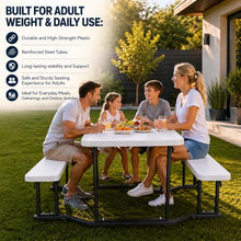 New Home Era Premium 6ft Folding Picnic Table – Heavy-Duty Portable Outdoor Table with Benches | Large Folding Adult Picnic Table for 8 | Backyard, Camping, Patio & Outdoor Gatherings (Pack of 4)