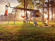 Vuly 360 Pro Max C3-3 Bay Metal Swing Set with Cubby House Black