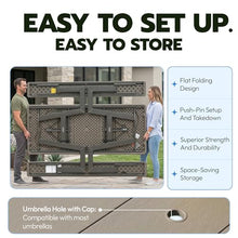 LIFETIME 6-Foot Folding Picnic Table with Benches, Seats 8, Heavy-Duty HDPE Tabletop, Steel Frame, Weather & UV Resistant Outdoor Picnic Table with Umbrella Hole
