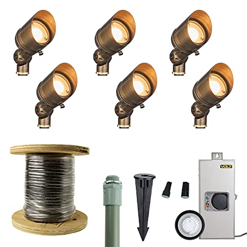 VOLT Cast Brass G4 Infiniti 30 LED Outdoor Spotlight Kit with Transformer Bronze