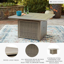 Signature Design by Ashley Haven Retreat Casual Weather Resistant Outdoor Fire Pit Table with 50,000 BTU Burner, Beige