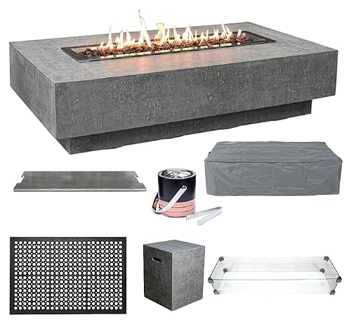 Elementi Hampton 56" Propane Concrete Outdoor Fire Pit Table Bundle