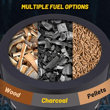 26" Smokeless Fire Pit with Ash Tray Base, Wood Burning Firepit with Adjustable Foot Fire Poker, Smokeless Outdoor Fireplace with Dust Bag, Heavy Duty Steel for BBQ, Bonfire, Camping Stove