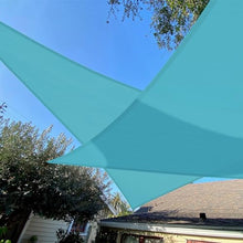 TANG 35'x35'x35' Sun Shade Sail Triangle Shade Cloth Canopy, A Ring with Steel Cable Wire Reinforcement,UV Block Heavy Duty 260 GSM for Patio Pergola Garden Deck Carport Cover, Turquoise