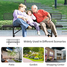 HIMcup 8FT Outdoor Metal Bench with Backrest & Portable Frame, Garden Patio Bench for 3-5 People, Park Benches for Outside Rust Proof, Commercial Heavy Duty Park Bench, Yard, Front Porch, School