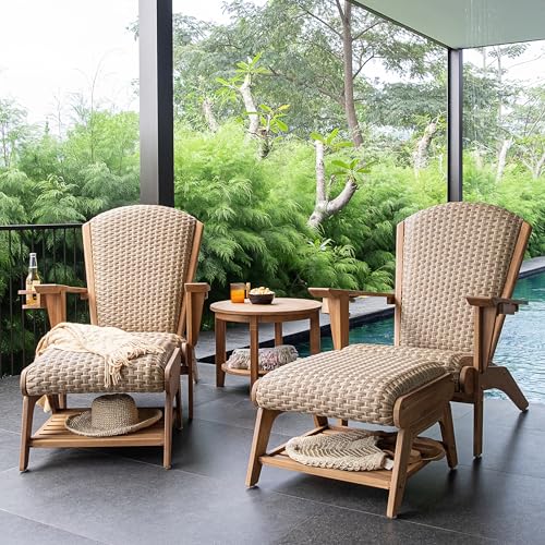 Cambridge Casual Camden 5-Piece Teak Adirondack Chair Set – Beige