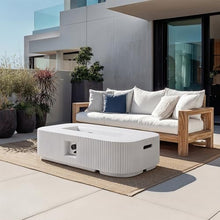 Christopher Knight Home Tahiti Outdoor Propane Fire Pit Table with Lava Rock, No Assembly MGO Tank Table for Patio/Deck, 50000 BTU, MGO Rectangular Tabletop Fire Pit, Modern Patio Fire Table, White