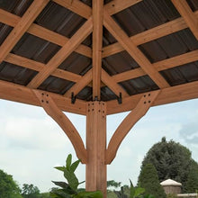 Backyard Discovery Barrington 12' x 10' Cedar Wood Outdoor Gazebo Pavilion Brown