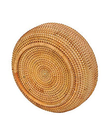Hadewoven Round Rattan Fruit Basket Wicker Food Tray Weaving Storage Holder Dinning Room Bowl (Large 10.2 Inch) Picnic Basket