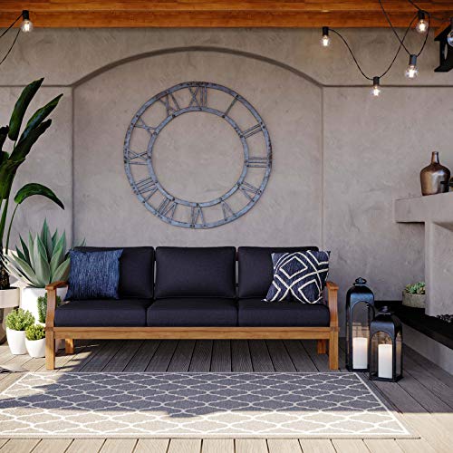 Modway Marina Outdoor Patio Teak Sofa in Natural Navy