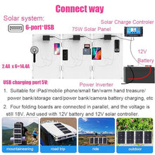 ZGHQHCDRH 6000W Off-Grid Solar Panel Kit with 75W Waterproof Panel & 50A Controller for Camping, RV, and Emergency Power Supply(Yellow)