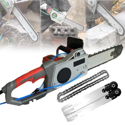 GAYAYAS Concrete Cutting Saw, Handheld Chainsaw, with Water Fed Dust Suppression, Handheld Electric Mini Chainsaw Wall Cutter, for Granite, Reinforced Concrete,Depth48cm
