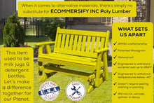 Amish Craftsmanship Made in USA 3-Person 5FT Plastic Poly Lumber Wood Glider Premium Colors HDPE with No wood fibers Memorial Patio Porch Glider Mission Series English design 1000 lbs Limit