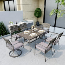 Pamapic 7 Piece Wicker Patio Dining Set for 6 with Removable Cushions Grey