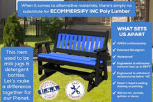 5 FT Blue Amish-Made Porch Glider – 1000 lb Heavy-Duty Poly Lumber wood Mission Bench – USA Crafted HDPE Outdoor Seating Furniture - Stainless Steel Hardware – Smooth, Quiet Glide - CupHolders